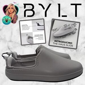 BYLT Haus Slide Mens 10 Dove Gray Slip On Comfort Shoes Neoprene Padded Heel NEW